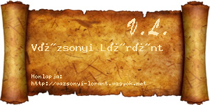 Vázsonyi Lóránt névjegykártya