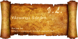 Vázsonyi Lóránt névjegykártya